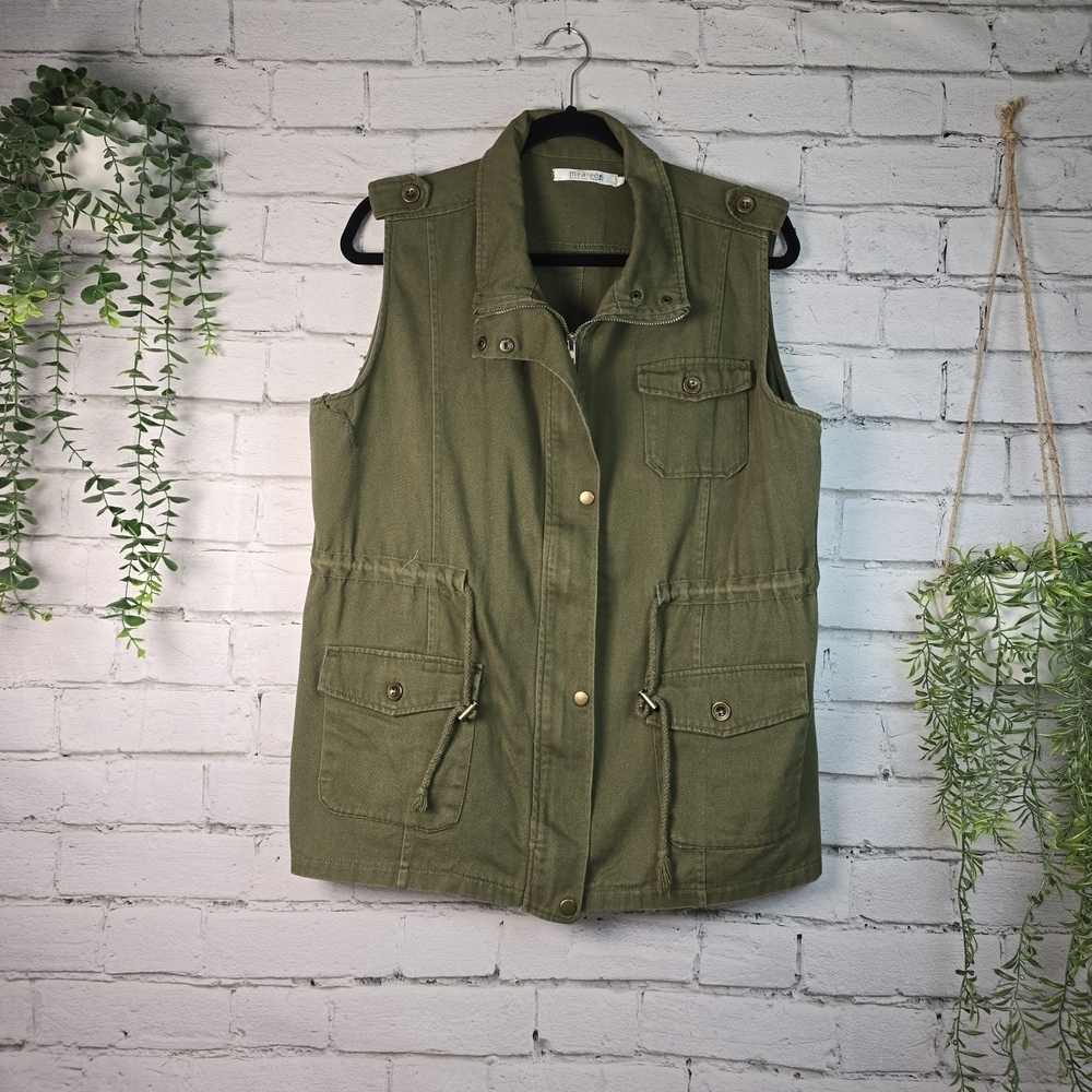 MEAVEOR ARMY GREEN MILITARY UTILITY VEST WOMENS SIZE LARGE